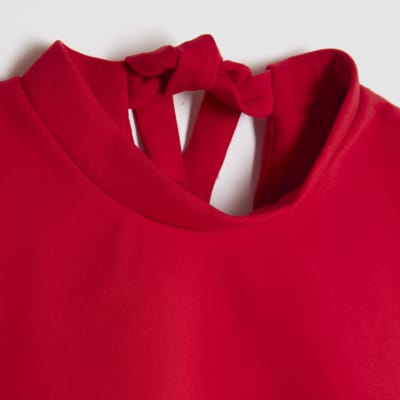 Red Back Bow Fitted Top