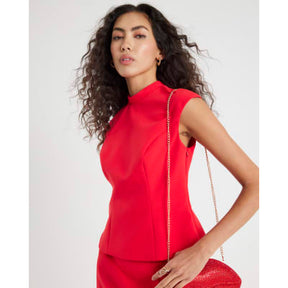 Red Back Bow Fitted Top