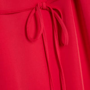 Red Belted Fluted Mini Dress