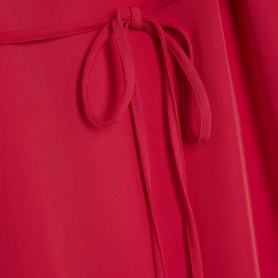 Red Belted Fluted Mini Dress