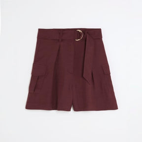 Red Belted Utility Shorts