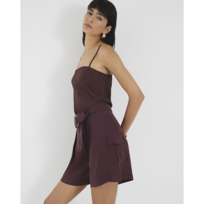 Red Belted Utility Shorts