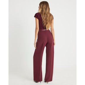 Red Belted Wide Leg Trousers