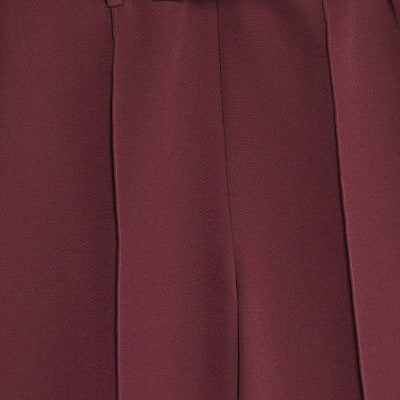 Red Belted Wide Leg Trousers