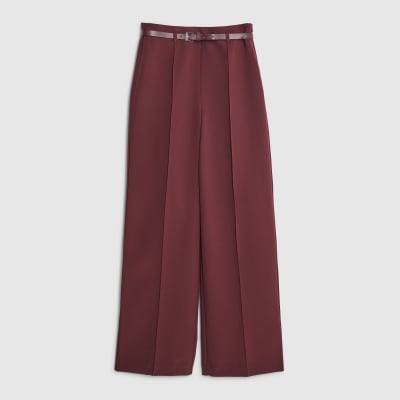 Red Belted Wide Leg Trousers