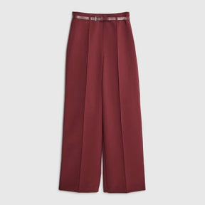 Red Belted Wide Leg Trousers