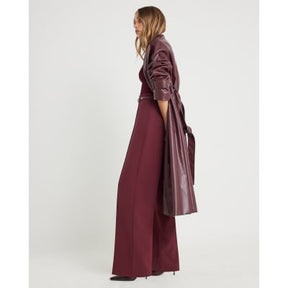 Red Belted Wide Leg Trousers