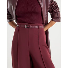 Red Belted Wide Leg Trousers