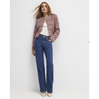 Red Boucle Edge To Edge Jacket