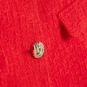 Red Boucle High Neck Collared Waistcoat