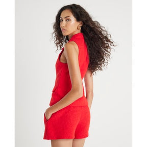 Red Boucle Micro Shorts