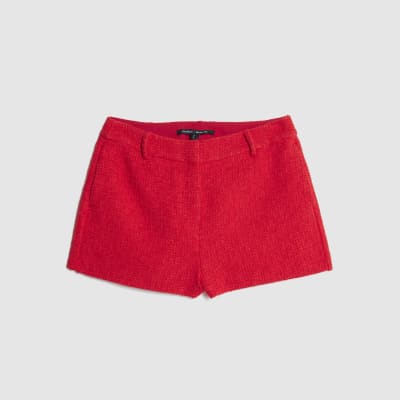 Red Boucle Micro Shorts