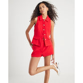 Red Boucle Micro Shorts