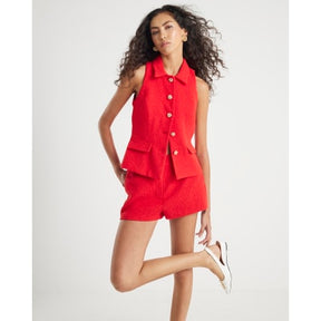 Red Boucle Micro Shorts