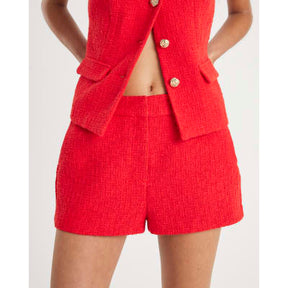 Red Boucle Micro Shorts
