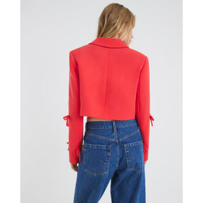 Red Bow Front Cropped Blazer