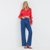 Red Bow Front Cropped Blazer