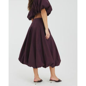 Red Bubble Hem Midi Skirt