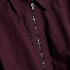 Red Bubble Hem Zip Front Cropped Shirt