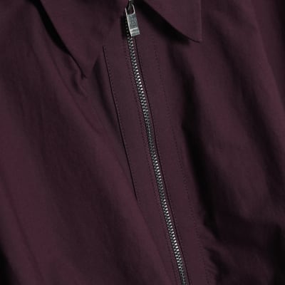 Red Bubble Hem Zip Front Cropped Shirt