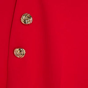 Red Button Front Wide Leg Trousers