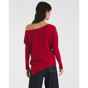 Red Cable Stitch Asymmetric Jumper