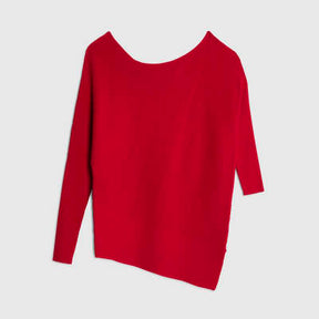 Red Cable Stitch Asymmetric Jumper