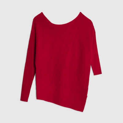 Red Cable Stitch Asymmetric Jumper