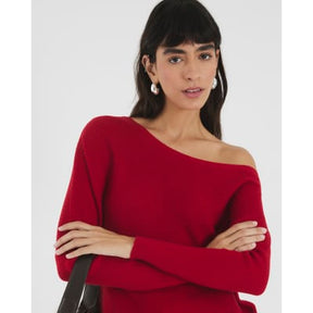 Red Cable Stitch Asymmetric Jumper