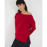 Red Cable Stitch Asymmetric Jumper