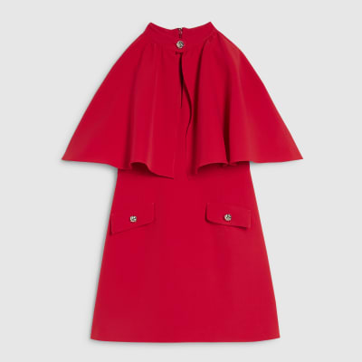 Red Cape Detail Mini Dress