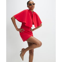 Red Cape Detail Mini Dress