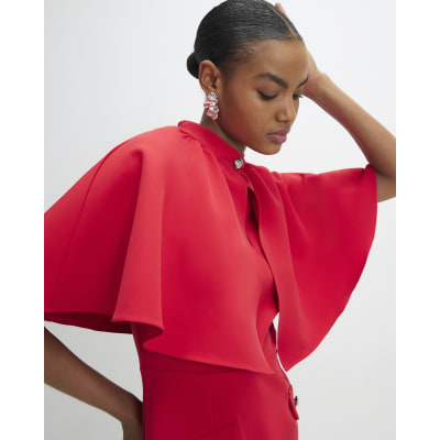 Red Cape Detail Mini Dress