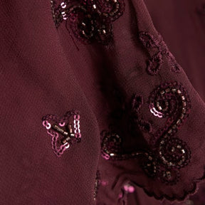 Red Chiffon Embellished Cutwork Blouse