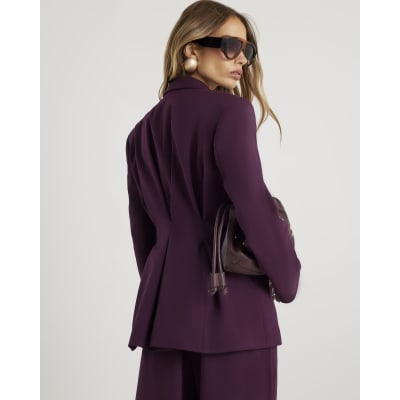 Red Cinched waist Double Breasted Blazer