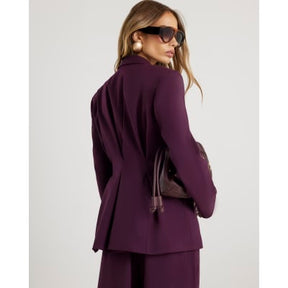 Red Cinched waist Double Breasted Blazer