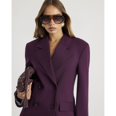 Red Cinched waist Double Breasted Blazer