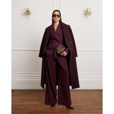 Red Cinched waist Double Breasted Blazer