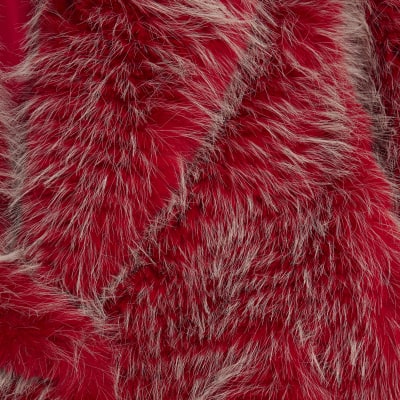 Red Collared Faux Fur coat