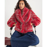 Red Collared Faux Fur coat