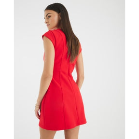 Red contoured cap sleeve mini shift dress