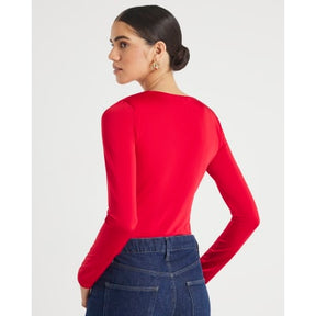 Red Cowl Neck Bodysuit