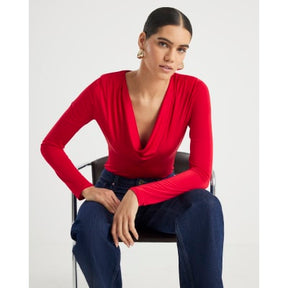 Red Cowl Neck Bodysuit