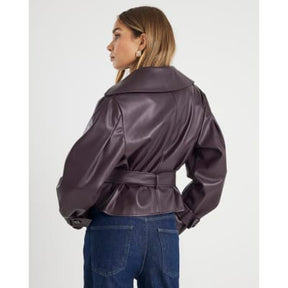 Red Cropped Belted Trench Jacket