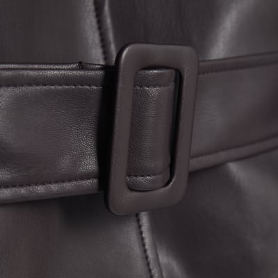 Red Cropped Belted Trench Jacket