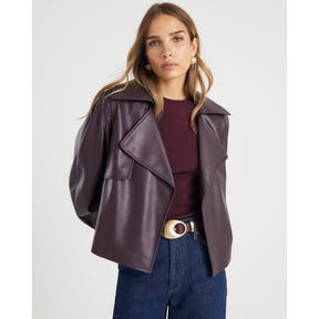 Red Cropped Belted Trench Jacket
