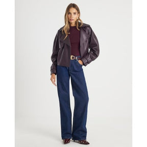 Red Cropped Belted Trench Jacket