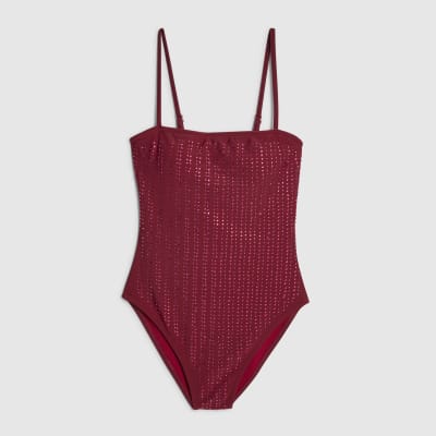 Red Diamante Embellished Swimsuit