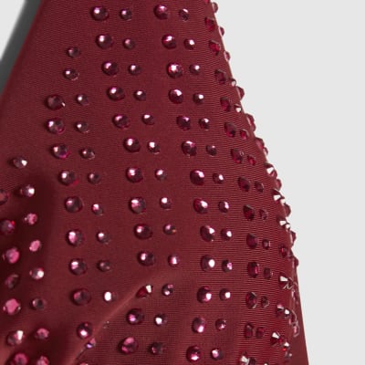 Red Diamante Triangle Bikini Top