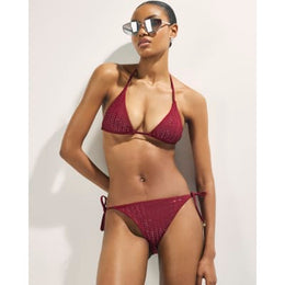 Red Diamante Triangle Bikini Top
